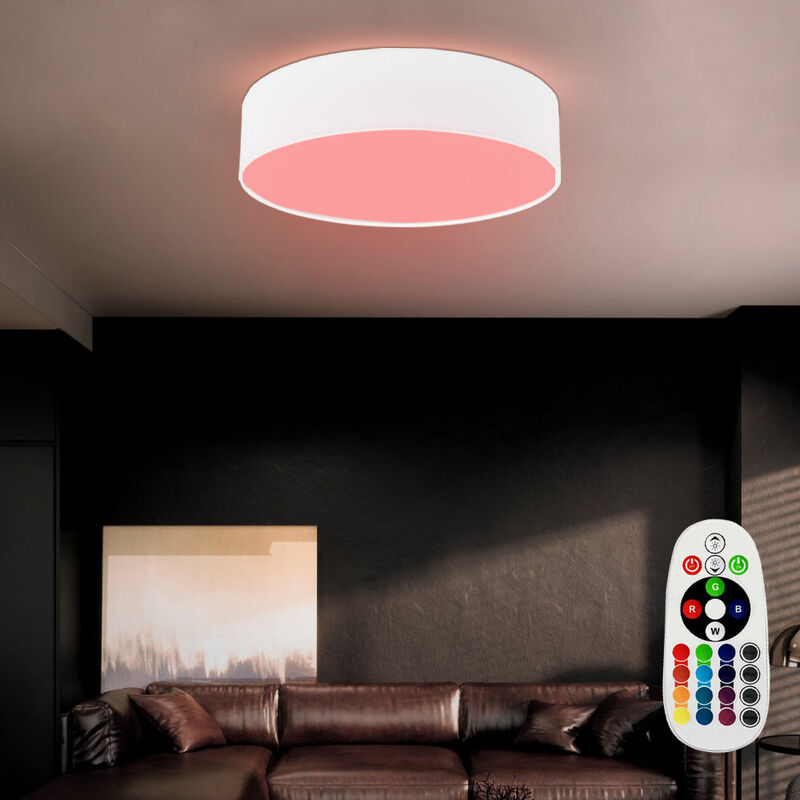 Image of Plafoniera soggiorno telecomando faretti in tessuto dimmerabili in un set comprensivo di lampadine LED RGB
