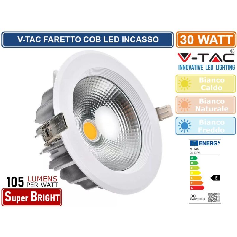 Faretto led da Incasso Rotondo led cob 30W Colore