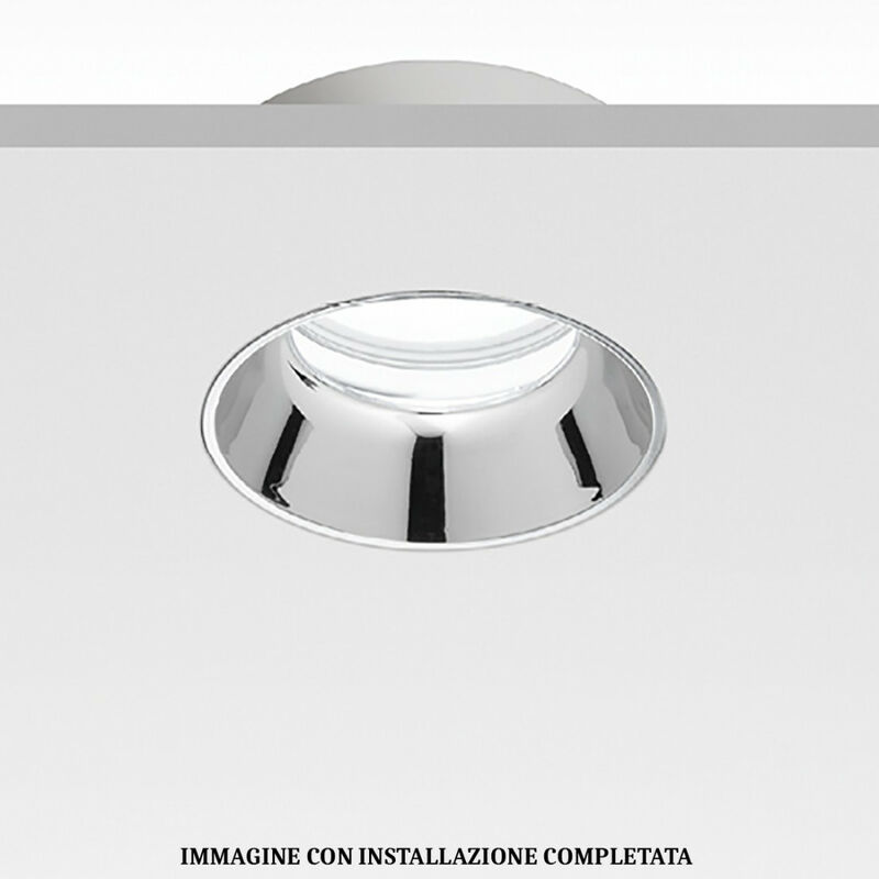 Image of Faretto incasso gea led hemera r gu10 led ip20 4.9cm moderno gesso lampada soffitto tondo, finitura metallo cromo lucido - Cromo lucido