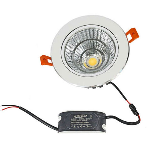 Faretto incasso led cob 7 watt con driver e alette comprese luce bianca 6500 k