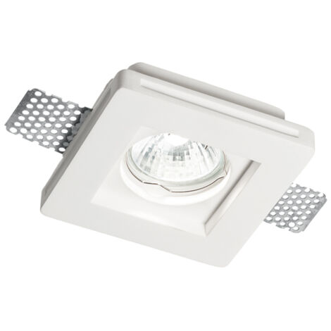Faretto Incasso Moderno Samba Square Gesso Bianco 1 Luce Gu10 D60Cm