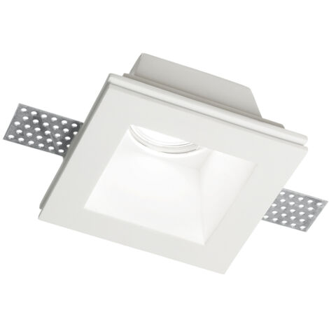 Faretto Incasso Moderno Samba Square Gesso Bianco 1 Luce Gu10 D70Cm