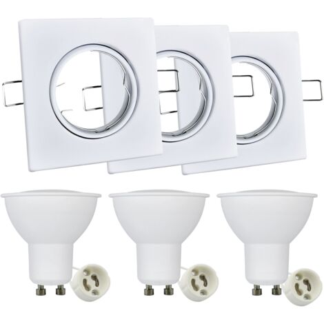 Faretto incasso quadrato bianco 3pz GU10 Polux OLIN