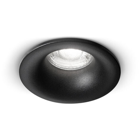 Faretto Incasso Tondo Moderno Oasis Alluminio Nero 1 Luce Gu10