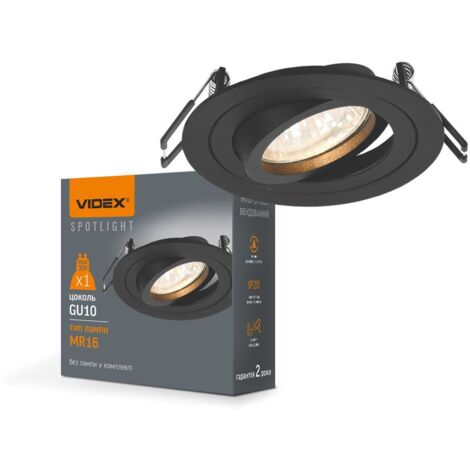 Faretto incasso tondo nero orientabile GU10 Videx Spotlight