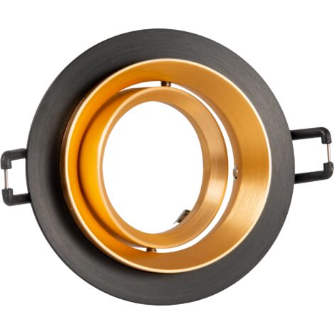 Faretto incasso tondo nero/oro orientabile MR16 Polux
