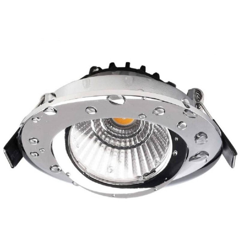Image of Trade Shop Traesio - Faretto Incasso Tondo Slim Luce Soffitto Box Doccia Led 8w Orientabile Dimmerabile - Cromo-Bianco Caldo -