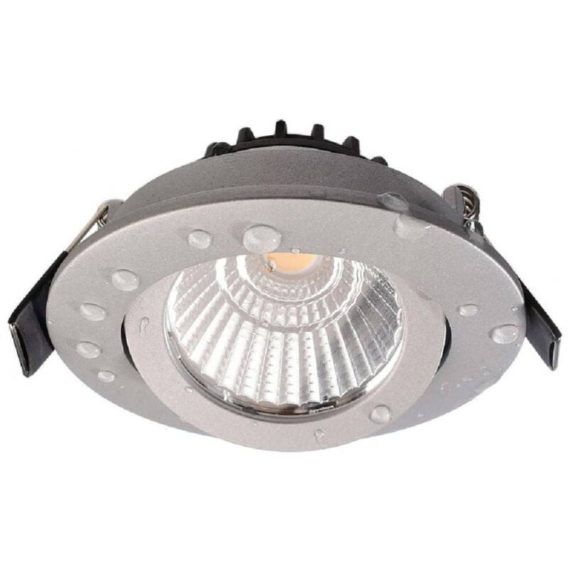 Image of Trade Shop Traesio - Faretto Incasso Tondo Slim Luce Soffitto Box Doccia Led 8w Orientabile Dimmerabile - argento-Bianco Caldo -