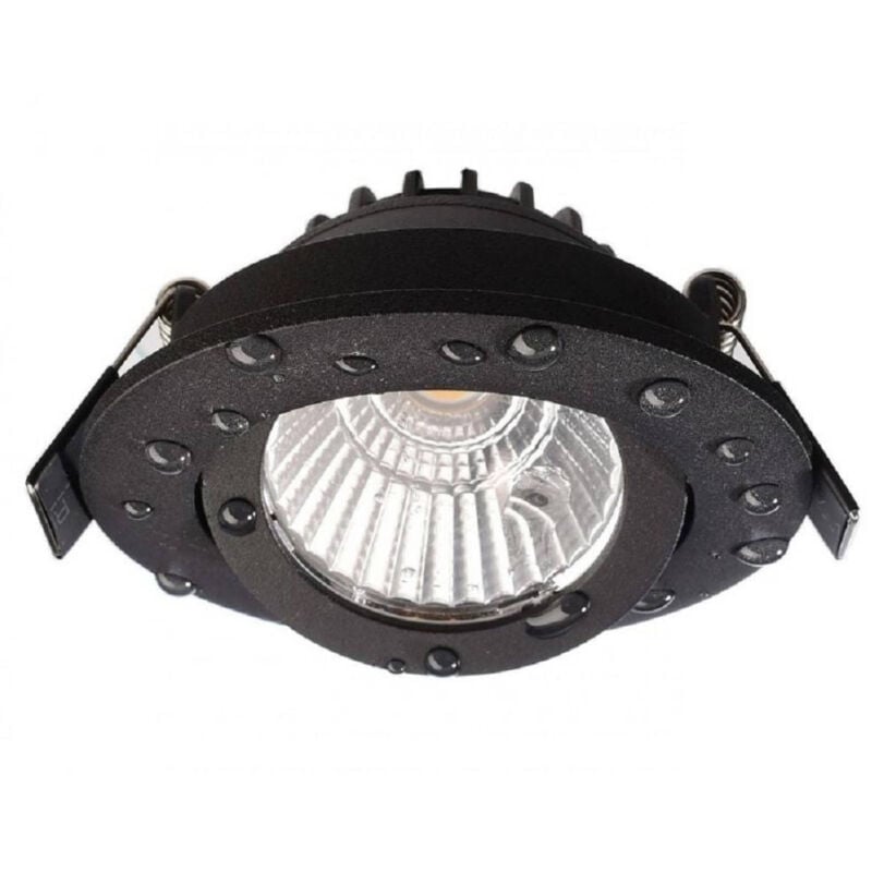Image of Trade Shop Traesio - Faretto Incasso Tondo Slim Luce Soffitto Box Doccia Led 8w Orientabile Dimmerabile - Nero-Bianco Caldo -