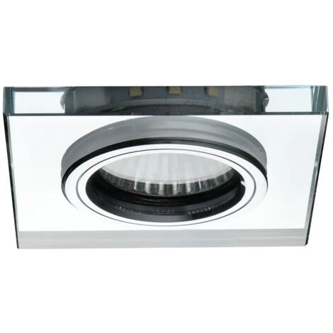 faretto incasso vetro con decoro led 220-240 volt 70 mm CE GU10 argento bianco freddo fisso interno quadrato vetro kan 24417