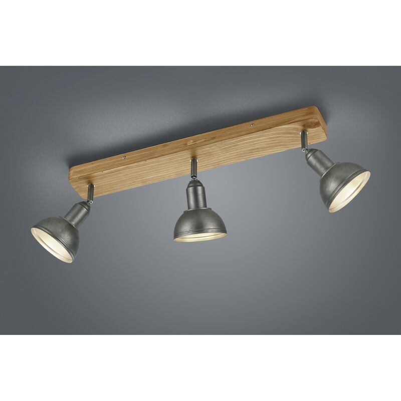 Image of Faretto Industriale Barra 3 Spot Delhi Nichel L58 cm 3xE14 Trio Lighting