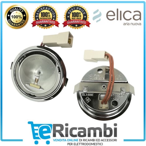 Faretto Lampada Alogena per Cappa Elica Cromata Tonda 20W 2006Q, Diametro Interno 55mm, Diametro Esterno 68mm, Ricambio Originale Ikone Infinity Maya Icarus [Classe di efficienza energetica A++]