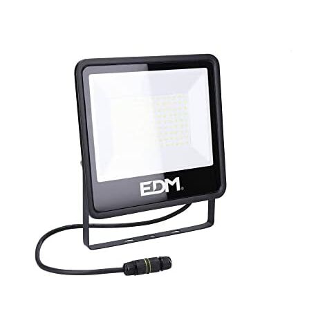 faretto led 100w 8200lm 6400k luce fredda serie nera 24,6x22,8x2,9cm edm