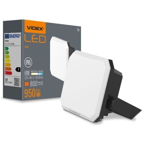 Faretto LED 10W 5000K 800lm IP65 nero slim Videx Flood