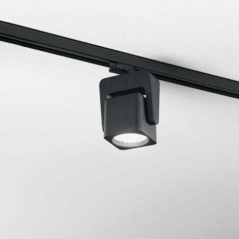 Faretto LED 40W 3663LM - CCT 3000K 4000K 6000K in metallo quadrato verniciato nero per BINARIO trifase orientabile
