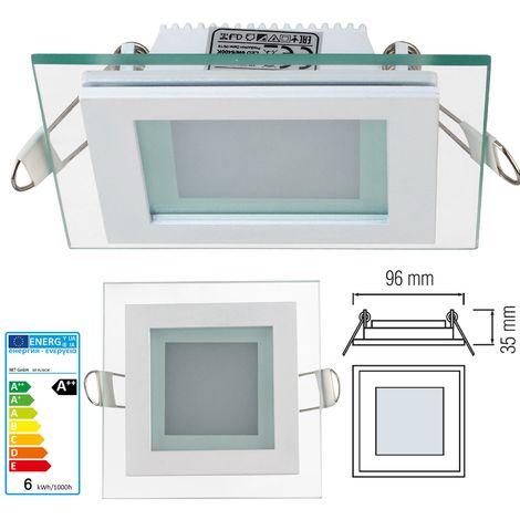 BENOVO Faretto led 6W Pannello vetro incasso Quadrato luce Fredda 6400k