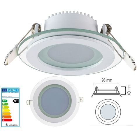 BENOVO Faretto led 6W Pannello vetro incasso rotondo luce Fredda 6400k