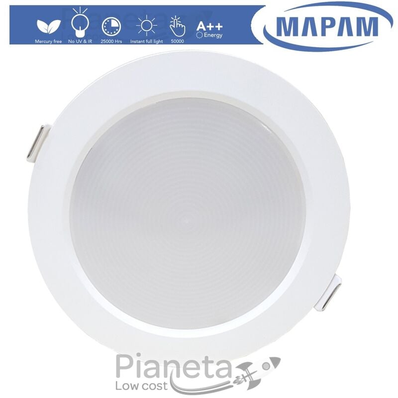 Image of Mapam - Faretto led 7/15/24w da incasso 220V faro tondo bianco opaco per cartongesso luce fredda naturale calda Luce Calda - 24