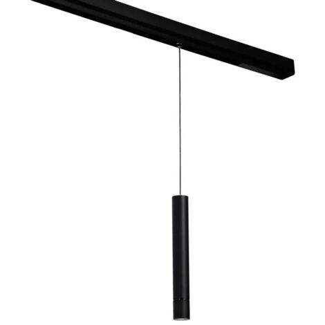 Faretto led a cilindro sospeso 8W nero per binario magnetico 48V luce calda naturale bianca  Calda