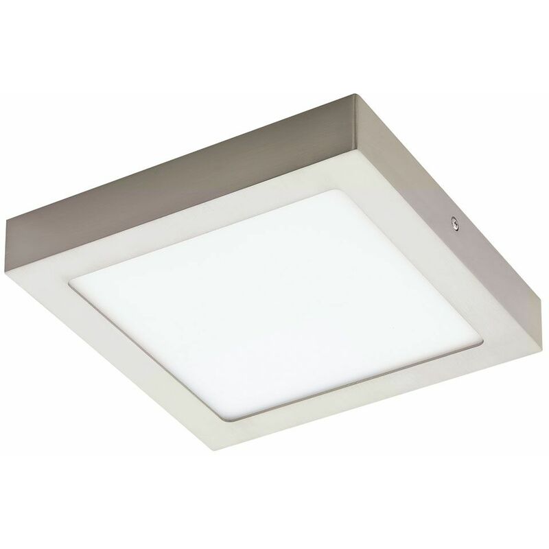 Image of Plafoniera nichel soggiorno luce pannello soffitto dimmerabile, led rgb quadrato telecomando, led 6W 480lm 3000K bianco caldo, LxPxH 22.5x22.5x3.5cm