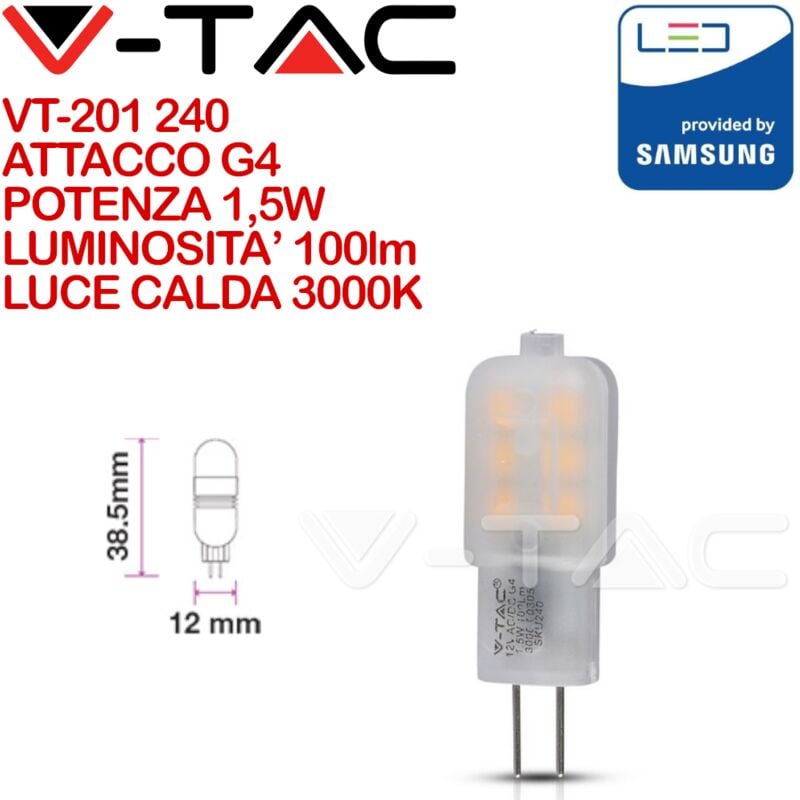 Image of V-tac - pro VT-201 Faretto led Chip Samsung G4 1,5W Bianco caldo - 3000K