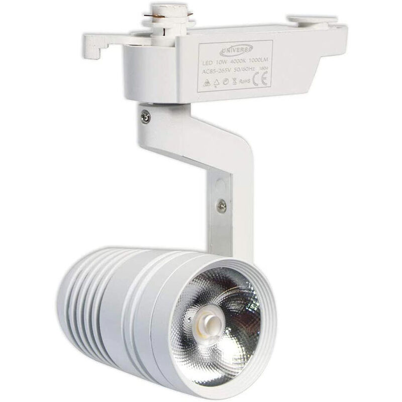 Image of Vetrineinrete - Faretto led cob 10 watt bianco per staffa binario luce 4000k proiettore da soffitto illuminazione per interni casa negozio ufficio