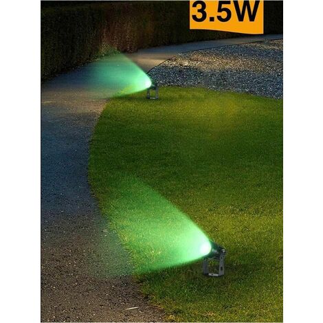 Faretto Led Cob 3.5 W Proiettore Da Giardino Staffa A Parete Luce Verde