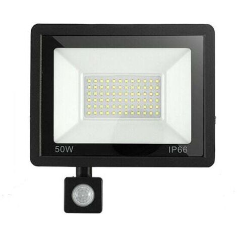 Faretto LED da esterno da 50 W con sensore di movimento, 6500 K, IP66 impermeabile, lampada di sicurezza con sensore di movimento per giardino, patio, prato, feste, 180-240 V