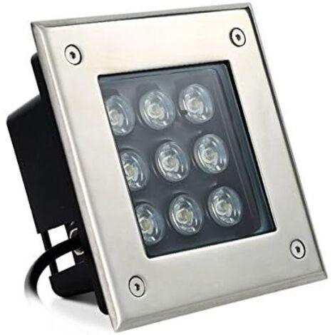 Faretto LED da esterno interrato, lampada quadrata, illuminazione sotterranea, luce bianca calda.