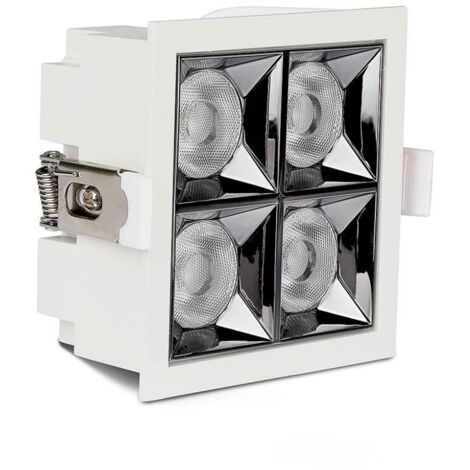 Faretto Led Da Incasso Quadrato 4X4W Neutro 4000K UGR19 Riflettore 38° CRI90 Chip Samsung SKU-992