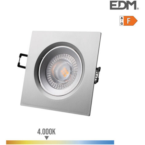 Faretto LED da incasso quadrato 5w 4000k luce diurna colore cromo 9x9cm EDM