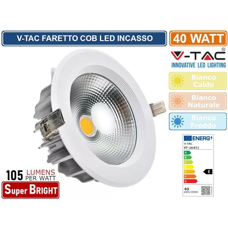 Image of VT-26451 lampadina led GX53 40W faretto cob downlight - sku 211279 / 211280 - Colore Luce: Bianco Freddo - V-tac