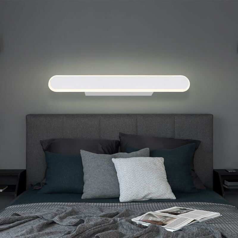 Image of Etc-shop - Lampada da parete lampada da parete lampada di design corridoio Alluminio bianco in similpelle, metallo plastica, 1x led 16 watt 200 lumen