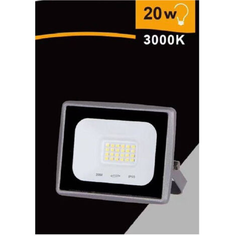 Faretto Led Faro 20 W 1800 Lm Ip65 Grigio Luce Calda Fredda Naturale Ek02-20w-g