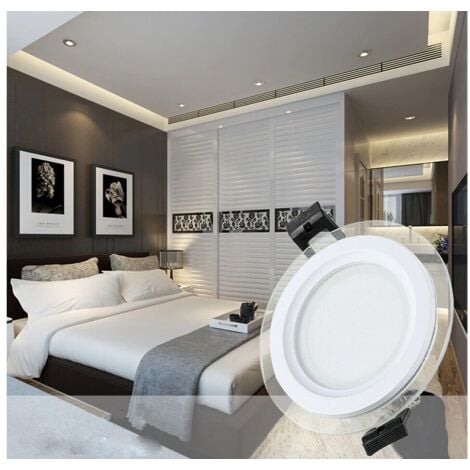 Faretto LED Incasso cornice Vetro 9W Luce Fredda 6000k Pannello Rotondo 720LM