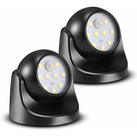 Faretto LED KZQ con sensore di movimento, 2 unità di faretto LED wireless, 150 lumen, globo staccabile, rotazione e inclinazione di 360 gradi