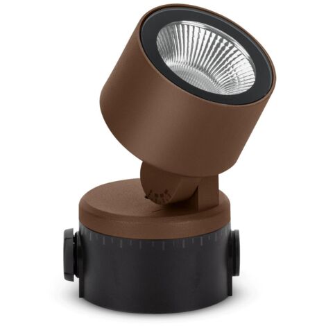 Faretto led orientabile lombardo noa 50 led, 9w, 750 lumen, luce bianca calda 3k, colore faretto corten, lom ll133003l3.