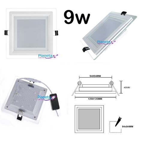 Faretto LED Pannello Slim Vetro Tondo Incasso 9W