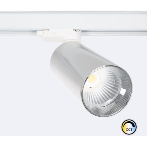 Faretto LED per Binario Trifase 30W CCT Selezionabile Misoh (2700K - 4000K - 6000K) 38º Bianco - Argento CCT