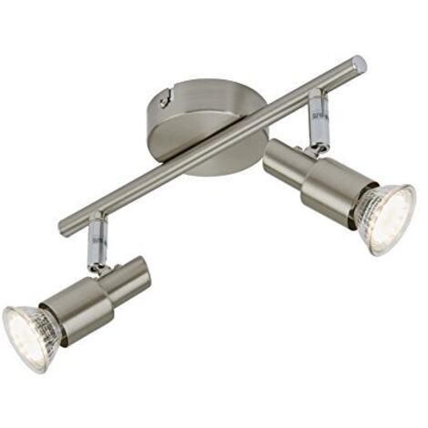 Faretto LED per soffitto orientabile e inclinabile 2xGU10 6W nichel opaco Briloner