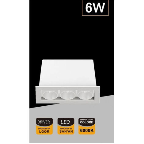 Faretto Led Rettangolare Da Incasso 6watt Luce 3000k 6000k 4000k Moderno Xtd-3-b