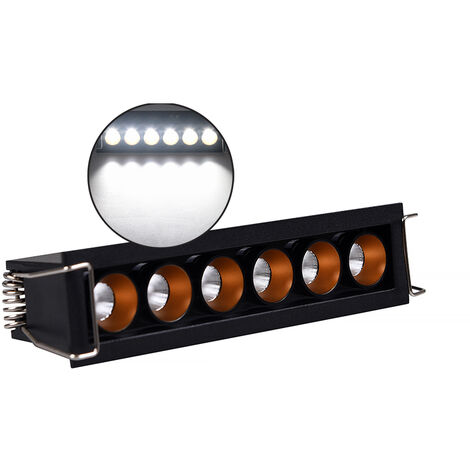 FARETTO LED RETTANGOLARE DA INCASSO PER CONTROSOFFITTI 11W LUCE FREDDA 6000K - DESIGN MODERNO IN ALLUMINIO NERO