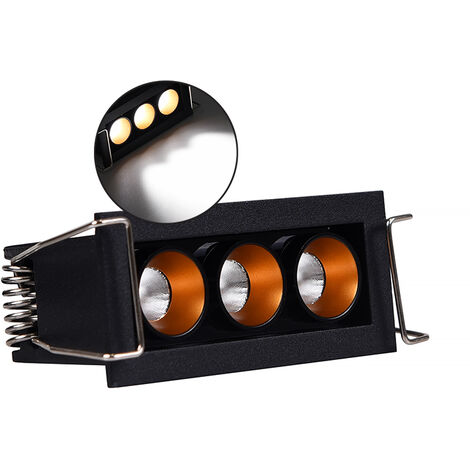 FARETTO LED RETTANGOLARE NERO DA INCASSO PER CONTROSOFFITTI 6W LUCE 6000K CON CONO DI PROIEZIONE IN BRONZO - ILLUMINAZIONE AD ALTA EFFICIENZA ENERGETICA