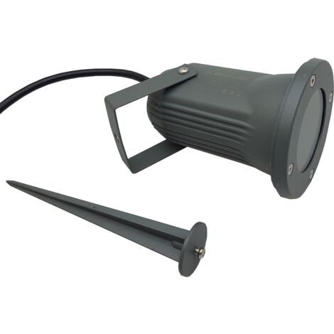 Faretto led segnapasso attacco GU10 faro da esterno orientabile IP65 grigio con picchetto per giardino vialetti