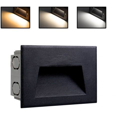 FARETTO LED SEGNAPASSO DA INCASSO IP65 5W NERO CON CCT SWITCH - ILLUMINAZIONE EFFICIENTE PER SCALE VIALI GIARDINI E TERRAZZI