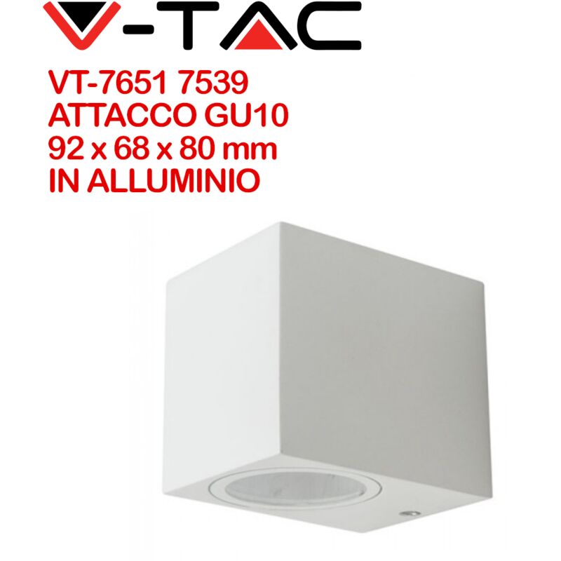Image of V-tac - VT-7651 7539 Portafaretto led da Muro Quadrato GU10 (Max 35W) Colore Bianco IP44