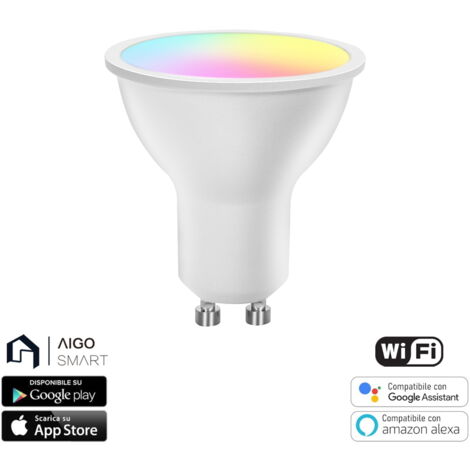 Faretto Led Smart GU10 4,9W WiFi RGB CCT luce regolabile e dimmerabile Aigostar