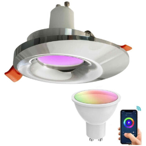 Faretto Led Smart Incasso 65mm Led 5w Gu10 Intelligente Wifi Rgb Cct Alexa Google       Argent