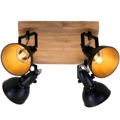 Faretto orientabile e inclinabile 4x E14 25 W nero-oro legno Briloner