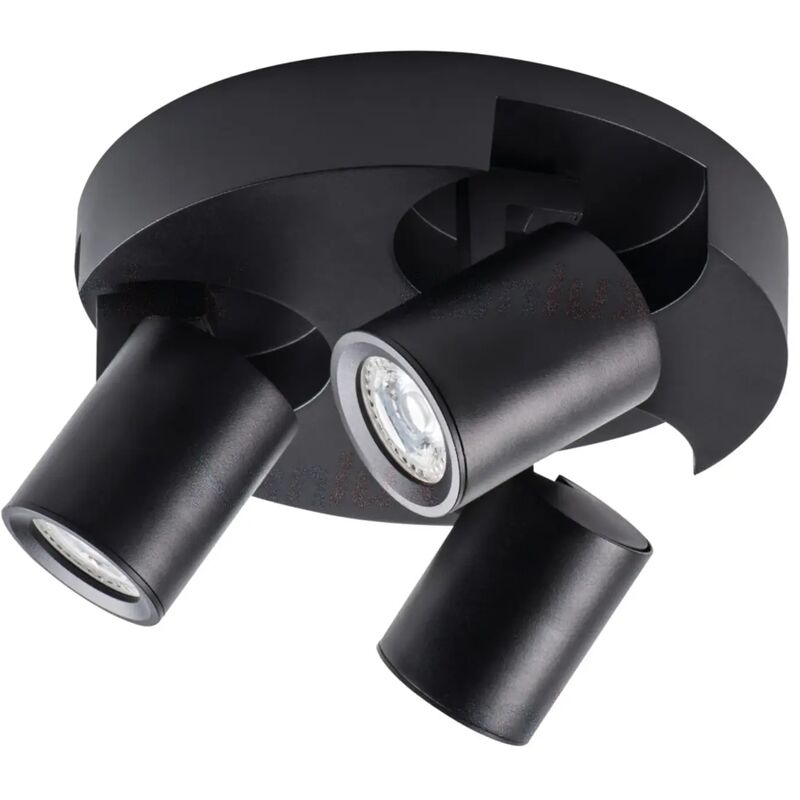 Faretto lampada da parete laurin 3 luci tondo orientabile GU10 nero